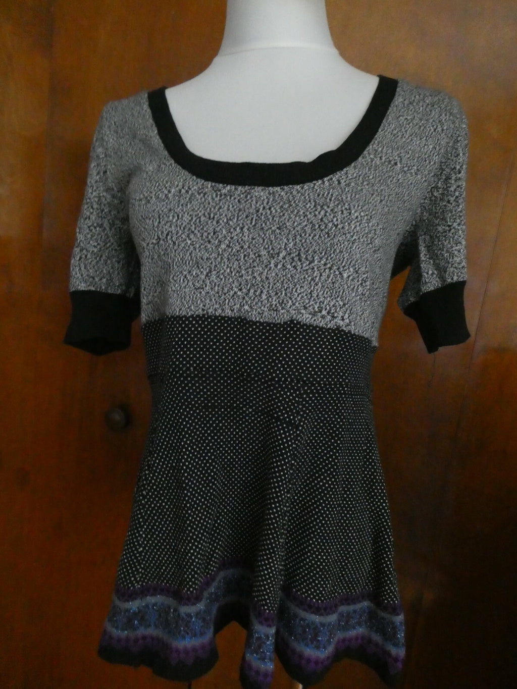 Free People women's black combo cotton/rayon tunic top Large (fits Medium)