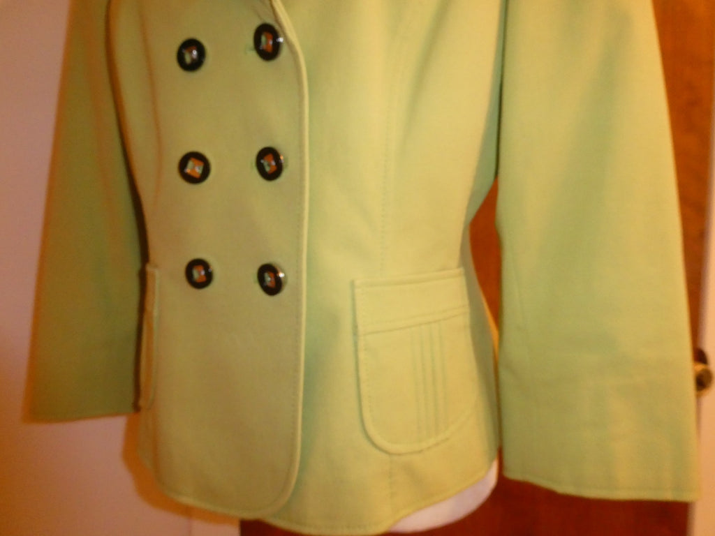 Tahari Arthur S. Levine Women's Blazer Jacket Lime Green Cotton Stretch Size 8