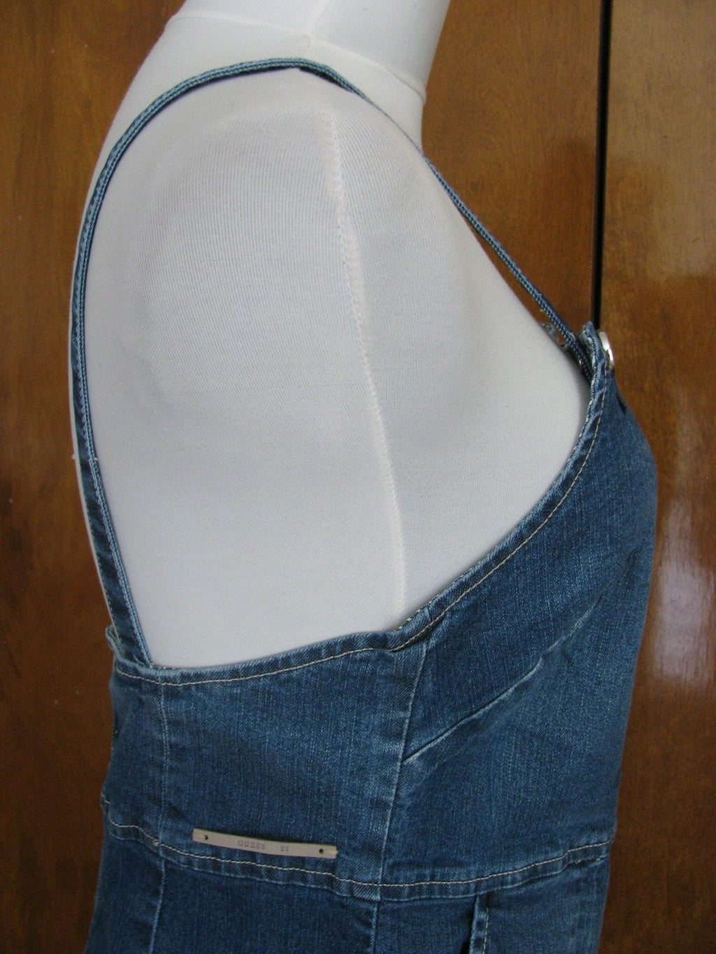 Guess women’s blue denim overalls inspired cotton dress New