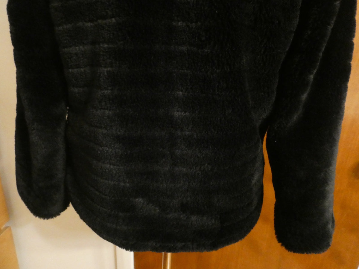 BELLA Women Black Faux Fur Coat with Hood size small