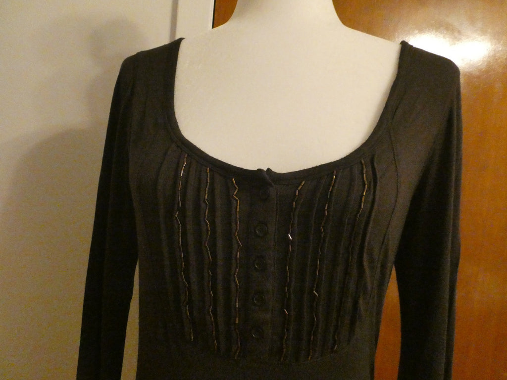 Michael Kors women brown rayon beads decorated top sz S/P (means regular Small)