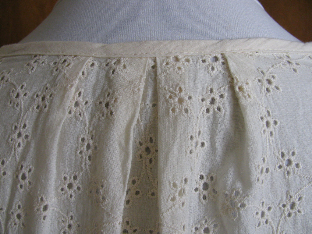 Free People women's 3/4 Sleeves ivory cotton crocheted fabric tunic top Medium 