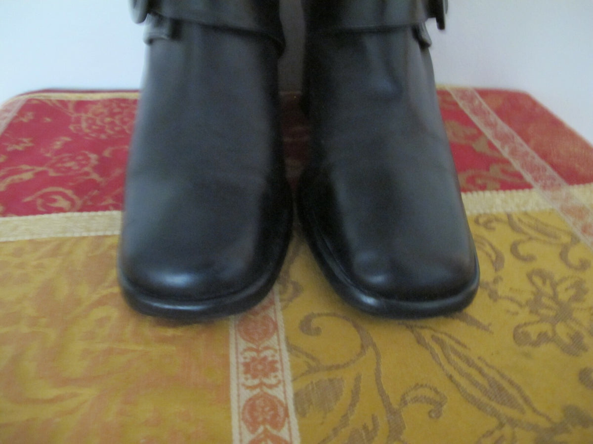 Marie Claire women’s ankle leather black block boots shoes heels size 38 Italy	