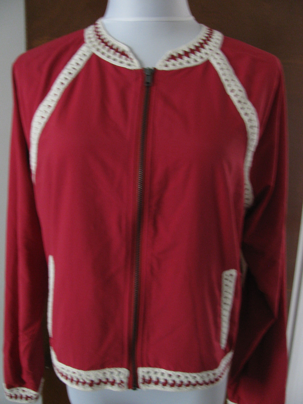 Free People Women’s Ruby Crocheted Trim Sporty Lightweight Jacket Size Large NWT