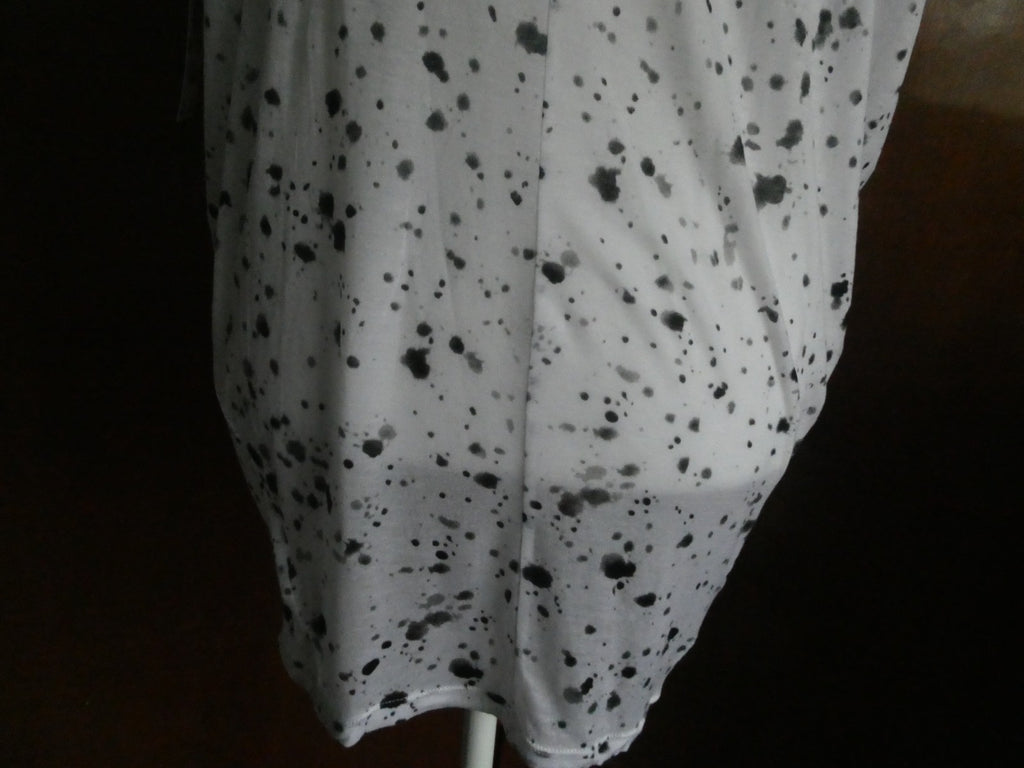 Michael Kors Women Top White/Black Splash Print 100% Tencel Medium $69.50