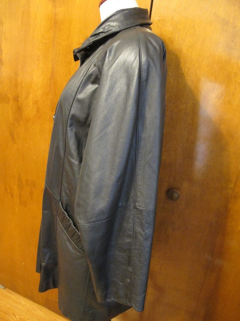 Pelle New York Milano Women's Black Real Genuine Leather Jacket Coat Medium 