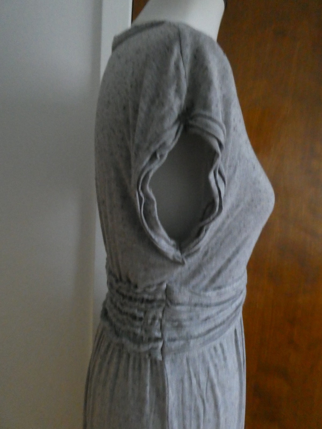 Max Studio women knit jersey dress heather gray with black flecks, featuring L