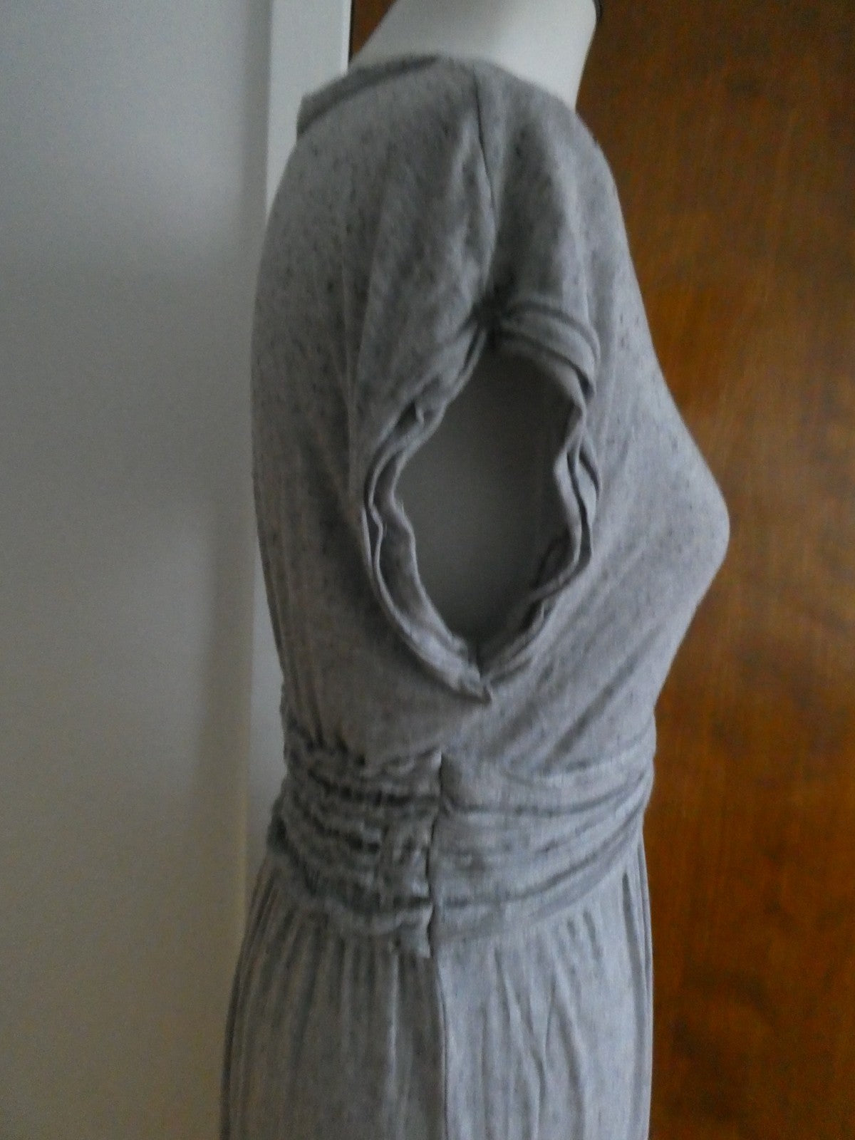 Max Studio women knit jersey dress heather gray with black flecks, featuring L