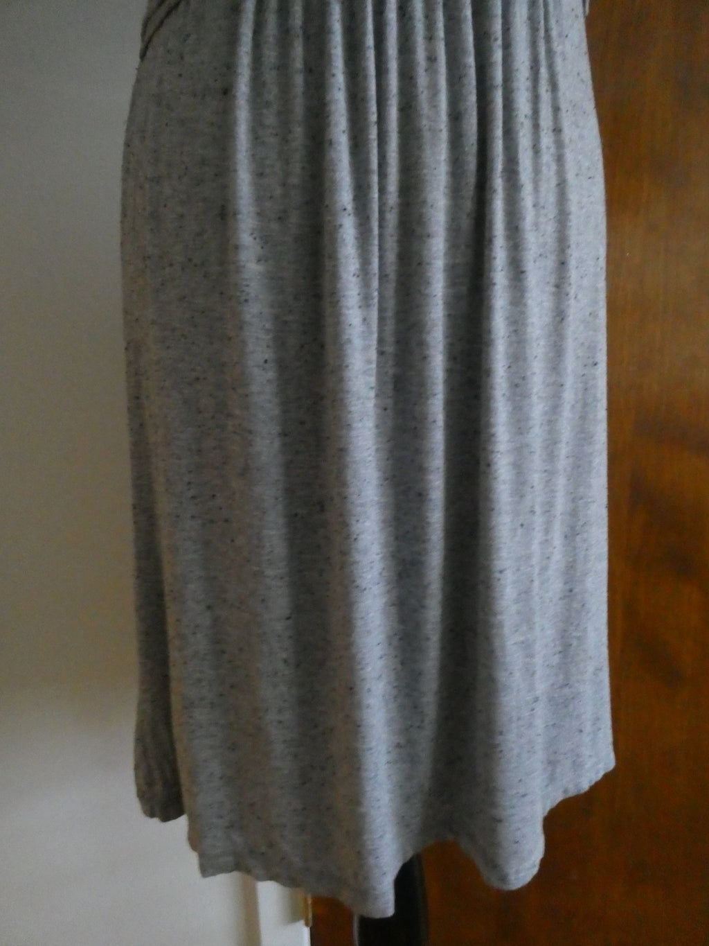 Max Studio women knit jersey dress heather gray with black flecks, featuring L