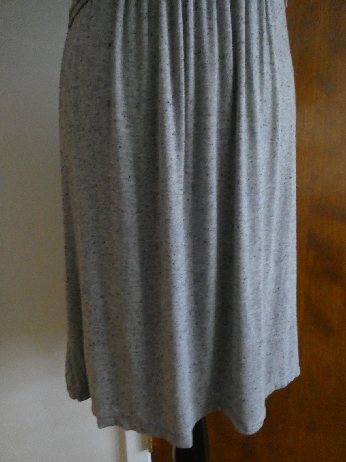 Max Studio women knit jersey dress heather gray with black flecks, featuring L