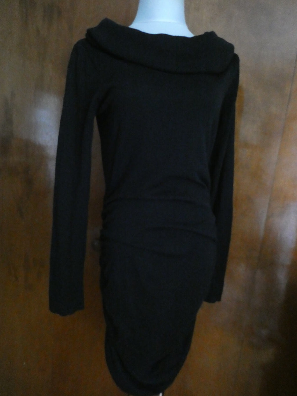 Rachel Roy women's stylish detailed black cowl neck long sleeves dress New
