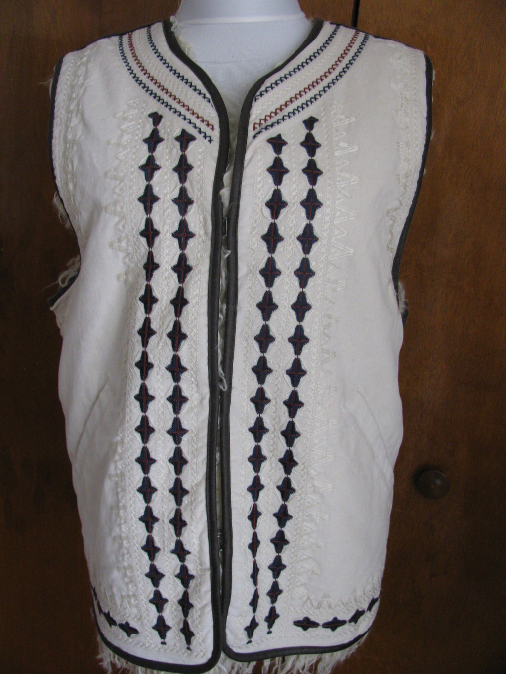 Free People Women's Almond Reversible Embroidered Faux Fur Vest Medium 