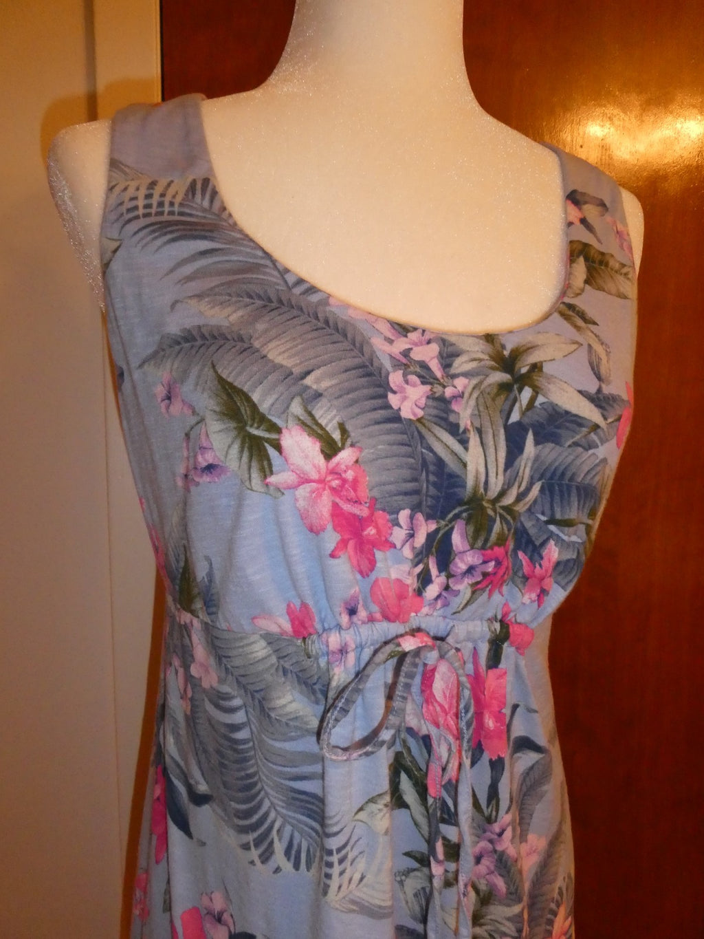 Tommy Bahama Women's Petite S/P Floral Tropical Summer Dress Cotton Modal Blue 