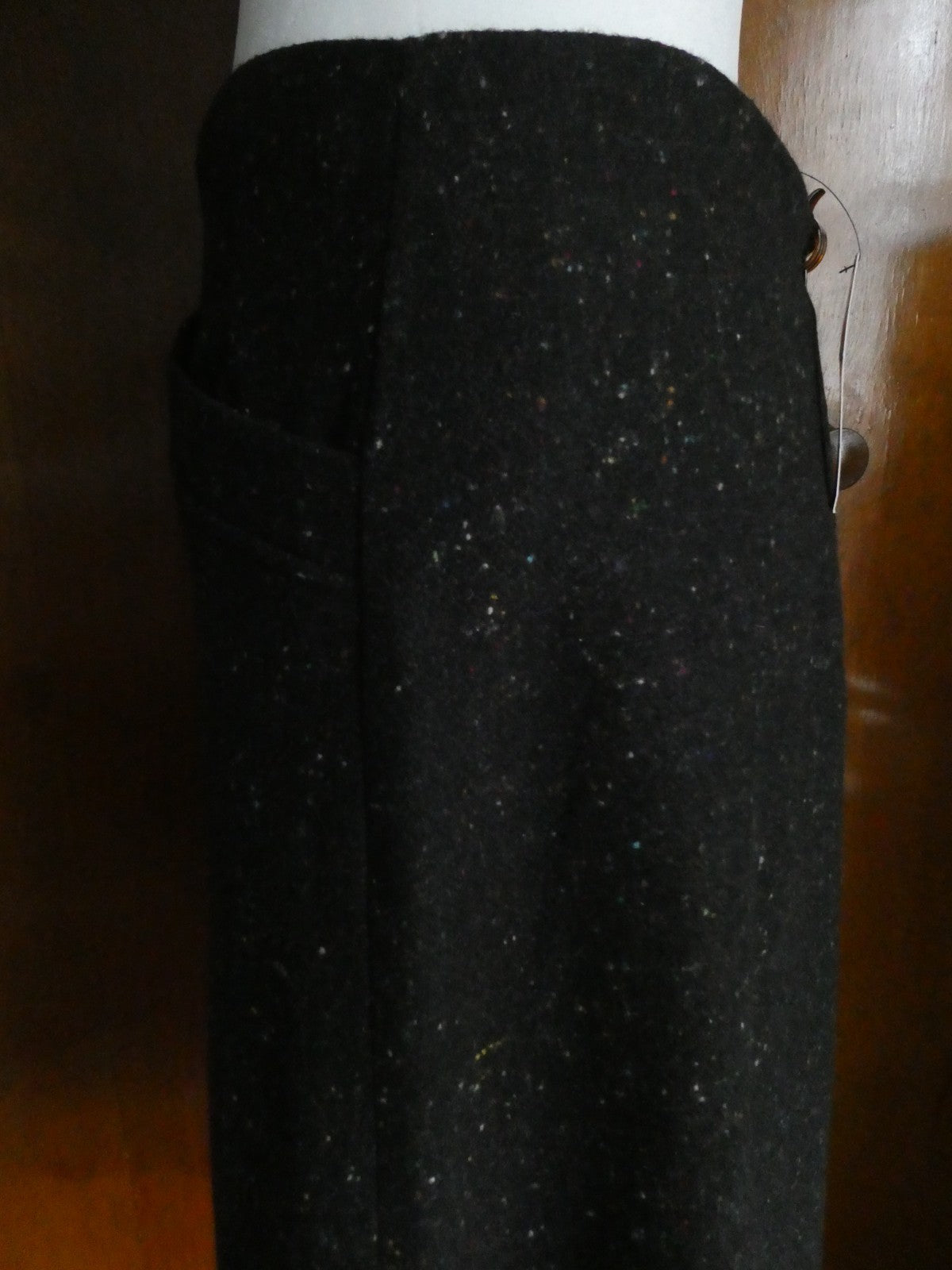 Theory Women Anorel Black Multi Virgin Wool Detailed Size 12 Skirt $265