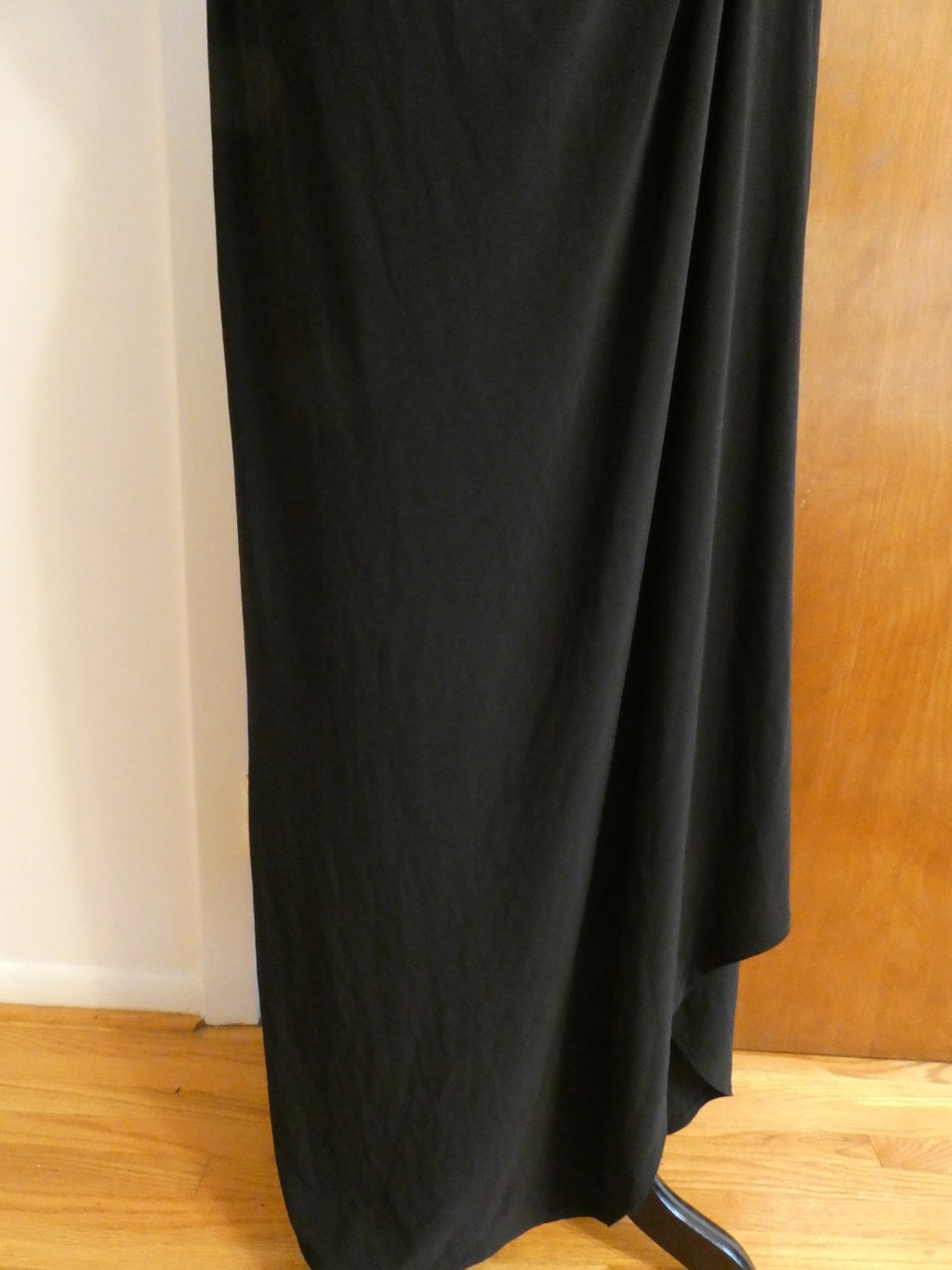 Ralph Lauren women black maxi evening dress draping at the bodice size 4