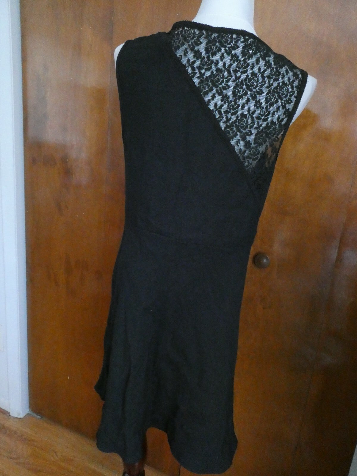 Rachel Roy womens stylish black mesh crafted  dress Large NWT