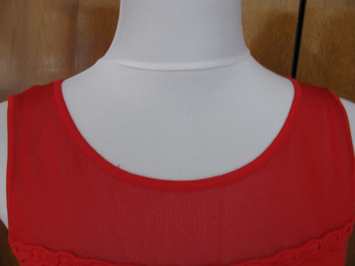 Ralph Lauren's women’s red stylish detailed sheer front NWT dress size Large