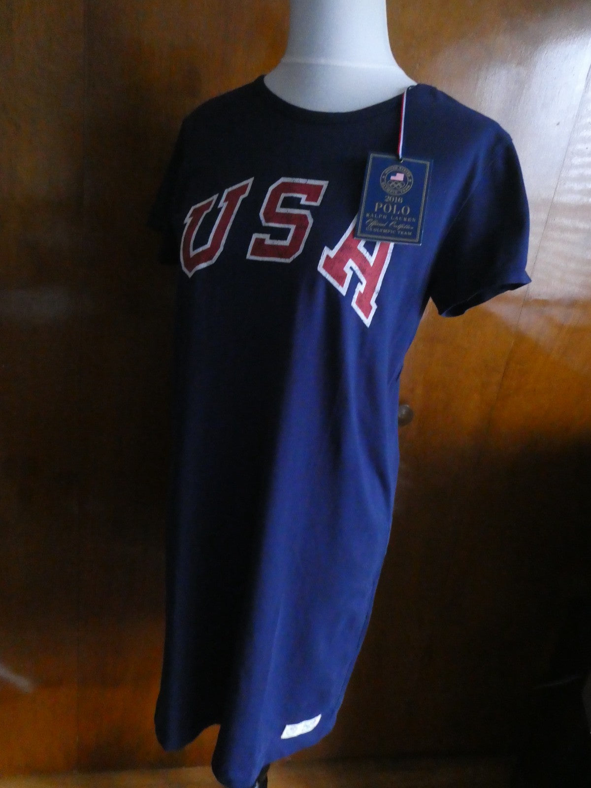 Polo Ralph Lauren 2016 Team USA Olympic Dress Women Navy Blue Cotton USA Graphic