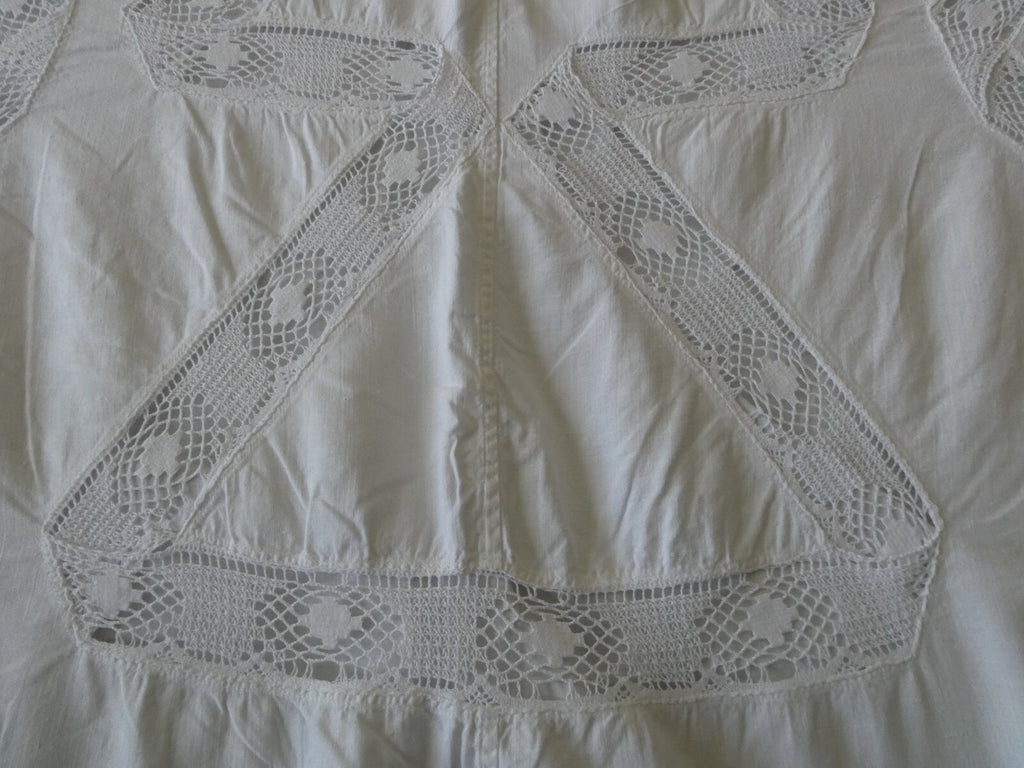 Vintage Crocheted Cotton Duvet Cover White 1970s 77”x 68" Custom Made