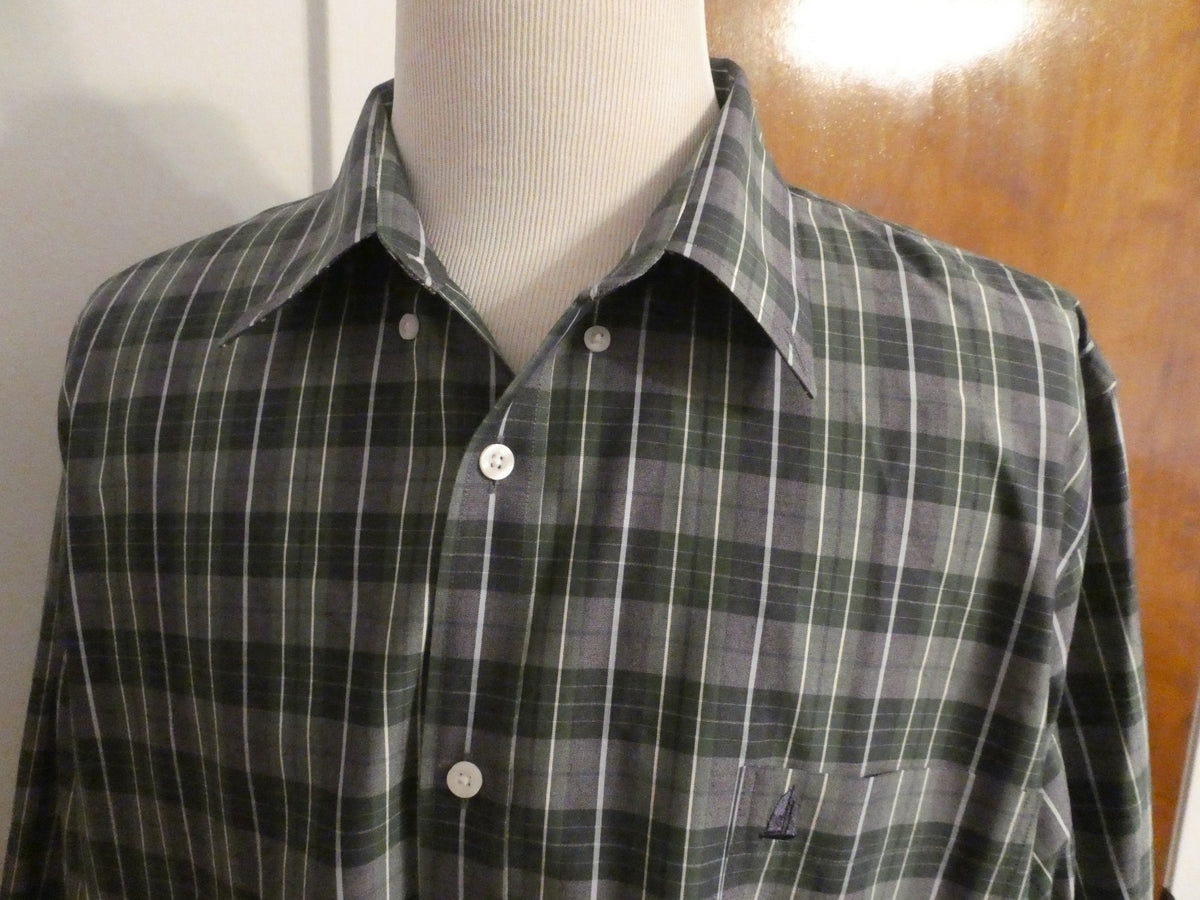 Nordstrom Men Shop Classic XXL Green Plaid Shirt Cotton Wrinkle-Free Classic Fit