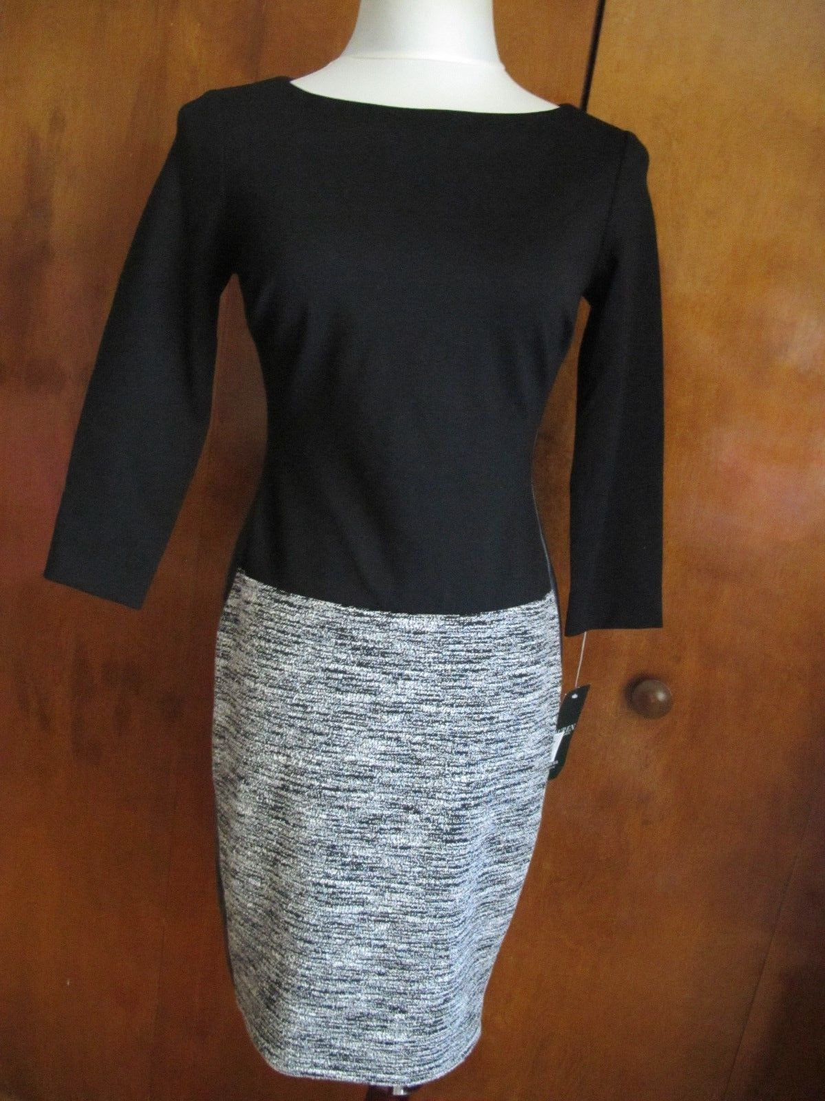 Ralph Lauren women's faux leather insert black detailed new dress size 2P