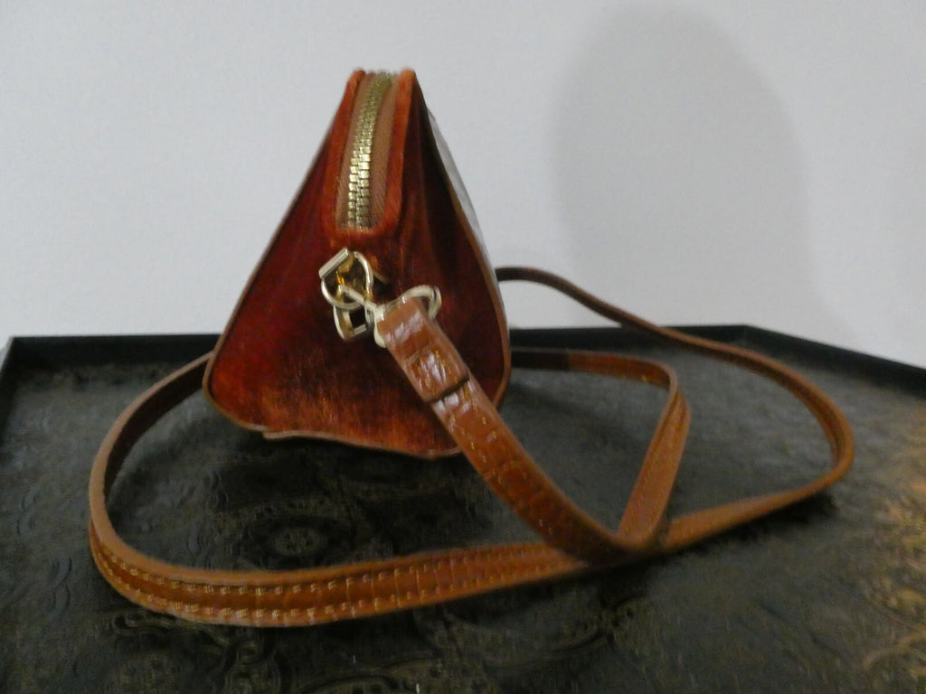 Street Level Orange/Brown Small Crossbody Tote Purse