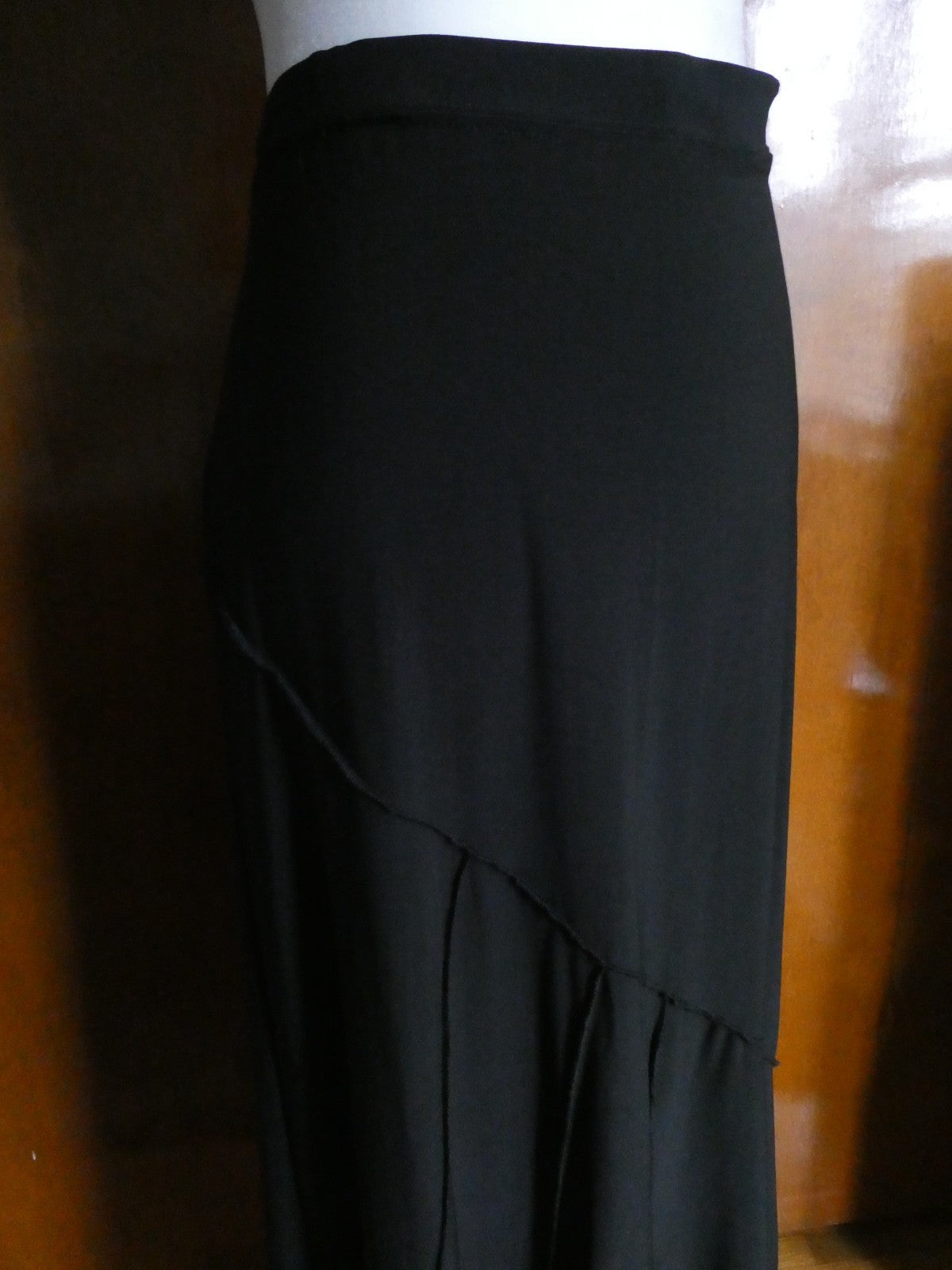 Carole Little Women Black Maxi Skirt Medium Stretch Asymmetrical Hem Pull On