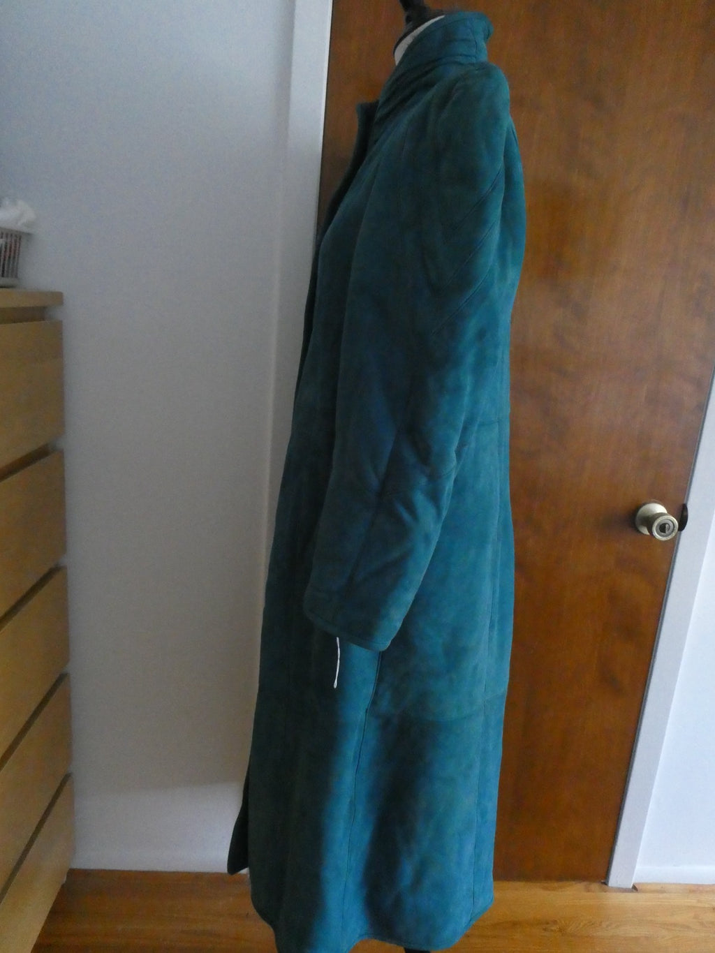 Adarcrea Women Persian Green Teal Shearling Sheepskin Long Winter Coat Spain 10