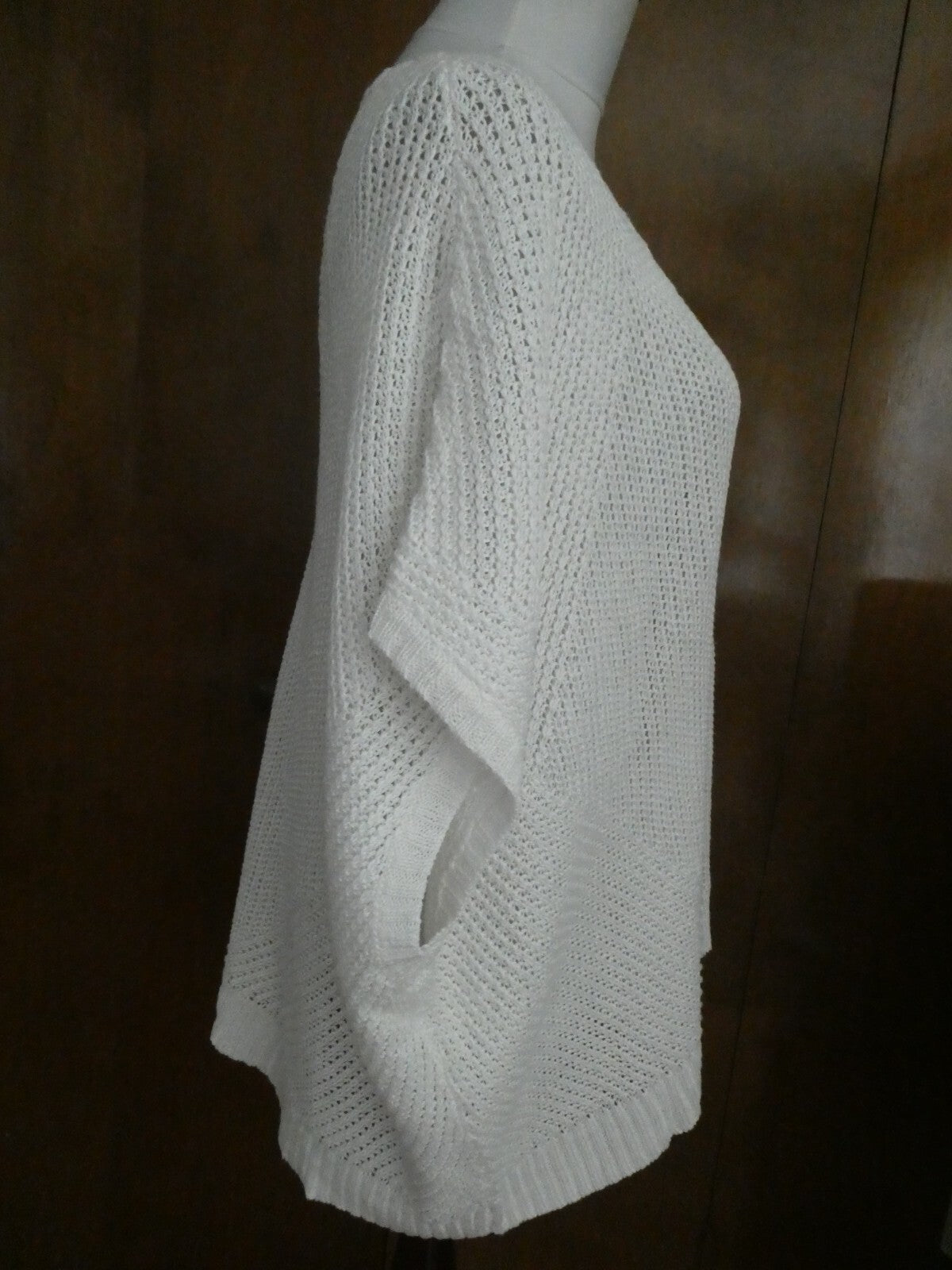 Polo Ralph Lauren Women's crochet linen white stylish dolman sleeve sweater XL