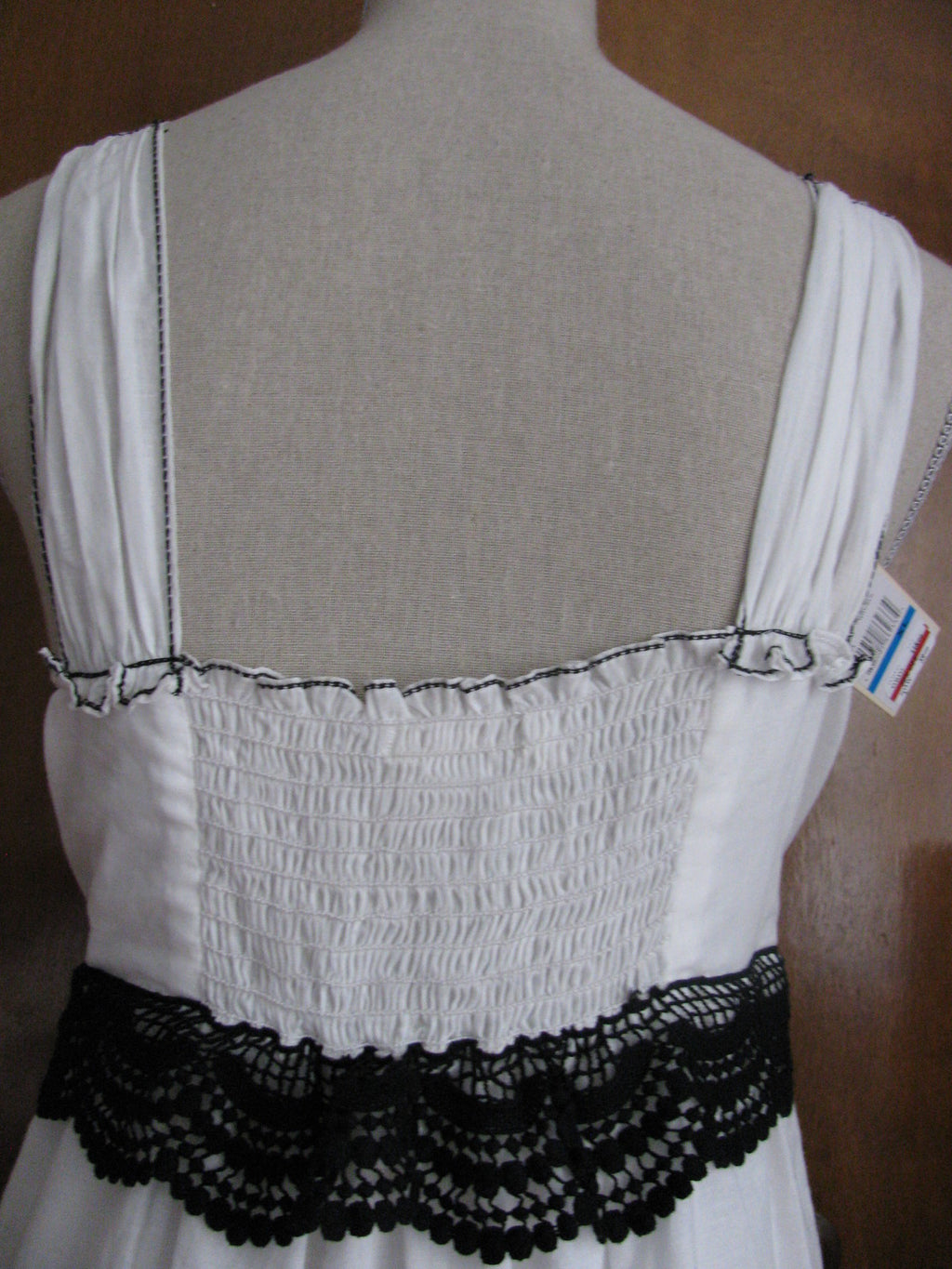Studio M Women's White Black Cotton Embroidered Dress Size XLarge NWT  