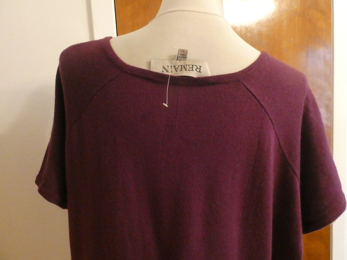 REMAIN Women's Sweater Asymmetrical Eggplant Detailed Size Large