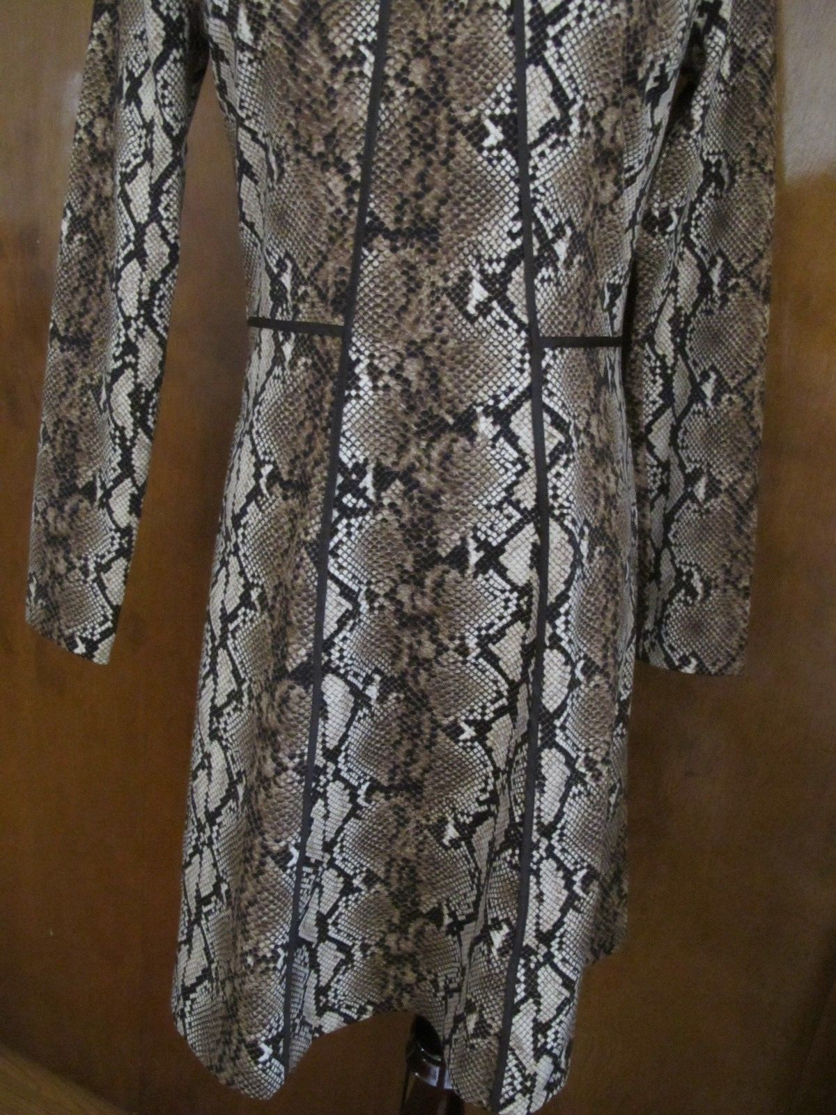 Michael Kors women’s caramel printed boat neck A-line dress 8P 