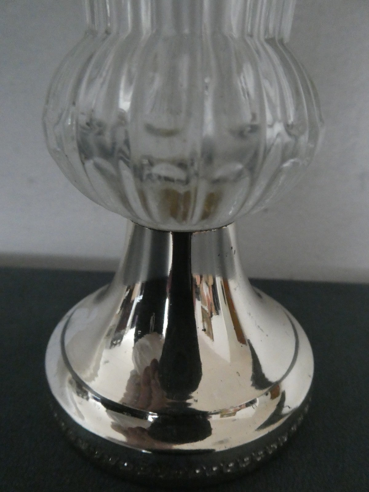 Vintage Made in Italy Glass Silver Tone Candlestick Candle Holder MCM 8"