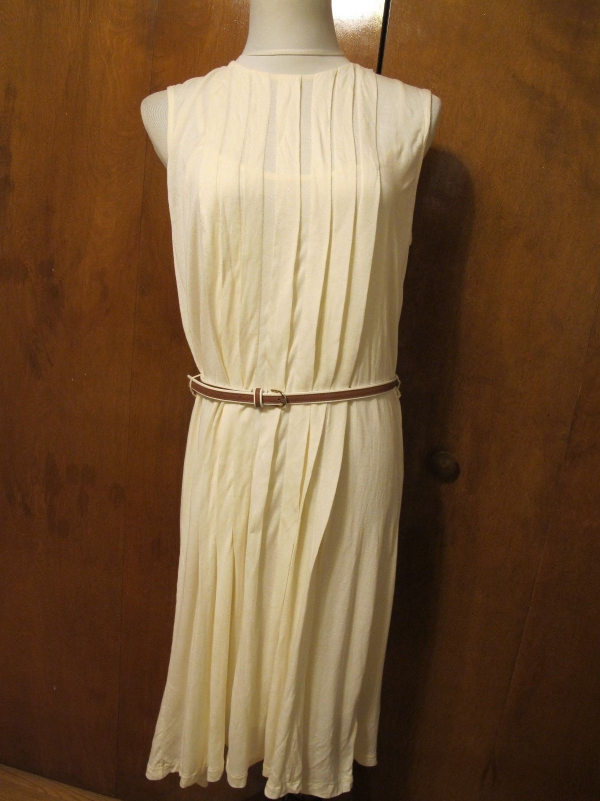 Ralph Lauren women's lined off white pleated dress 