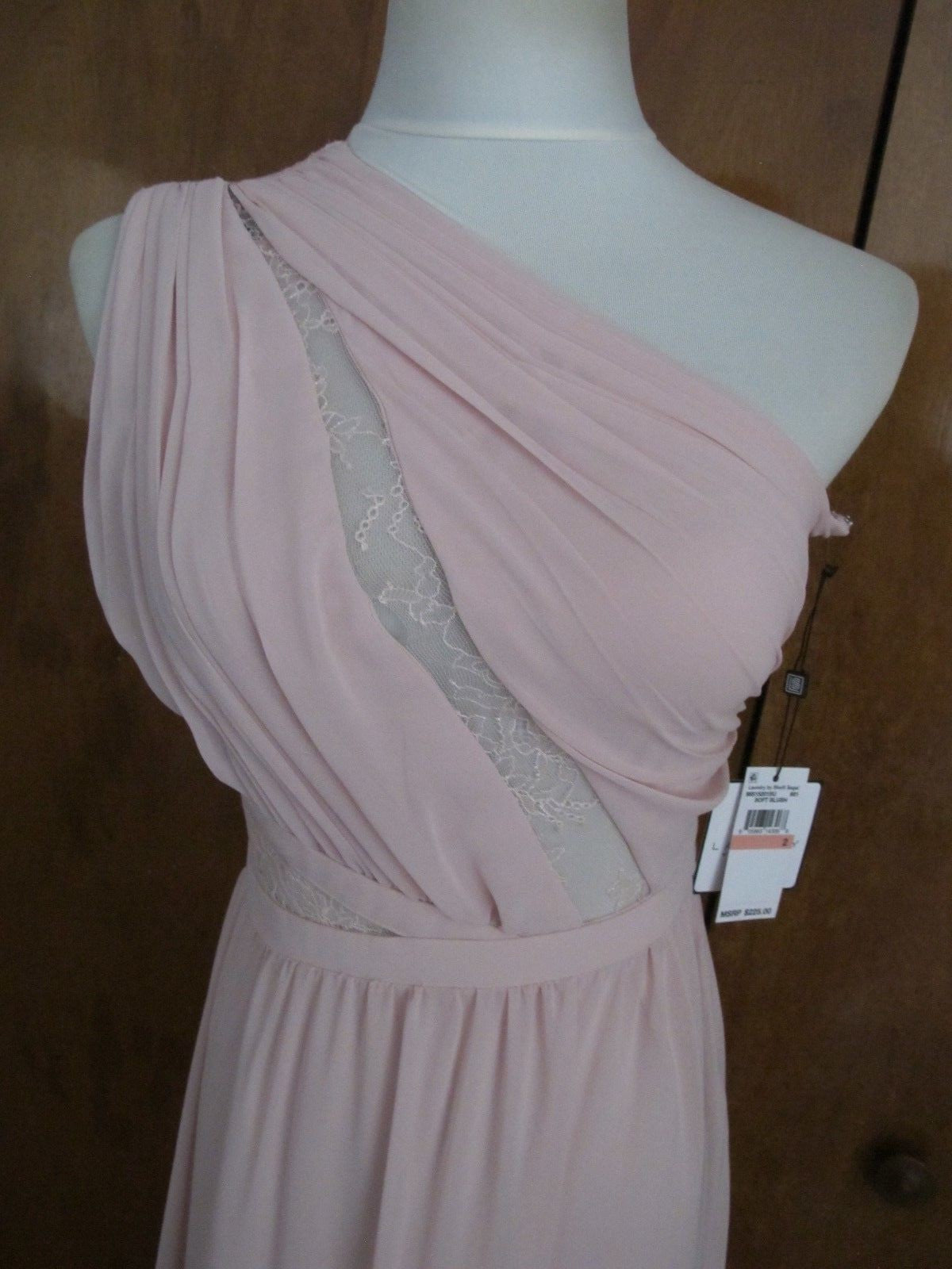 Laundry by Shelli Segal Women’s Pink Detailed One-Shoulder Build in Bra Gown 2 