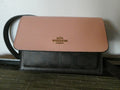 COACH Foldover Crossbody Belt Bag Signature Canvas Brown/Shel Pink Style C7618