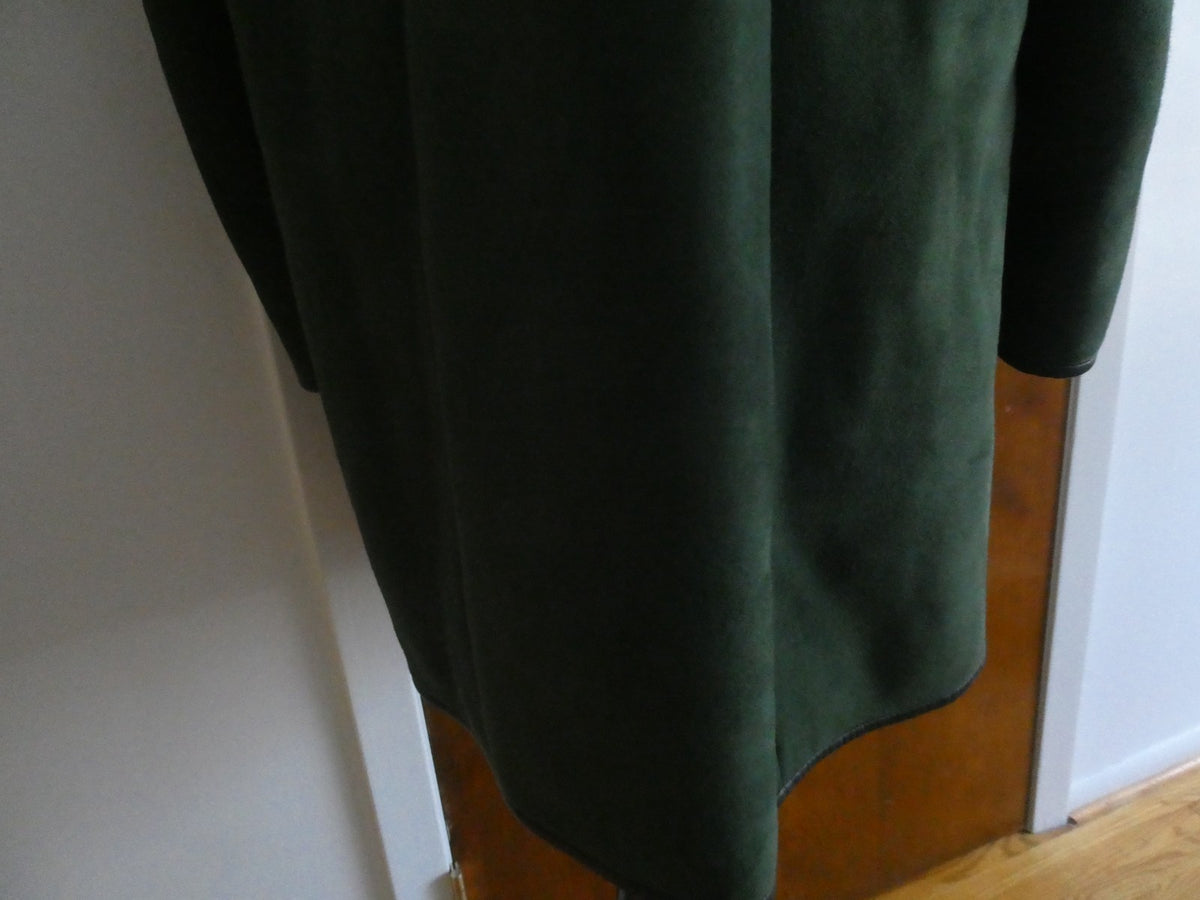 Women's Green Shearling Sheepskin Mid Long Winter Coat Made In Spain Size 10 NWT