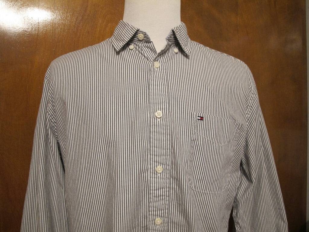Tommy Hilfiger Striped Men's Long Sleeve Button-up Shirt Size Large