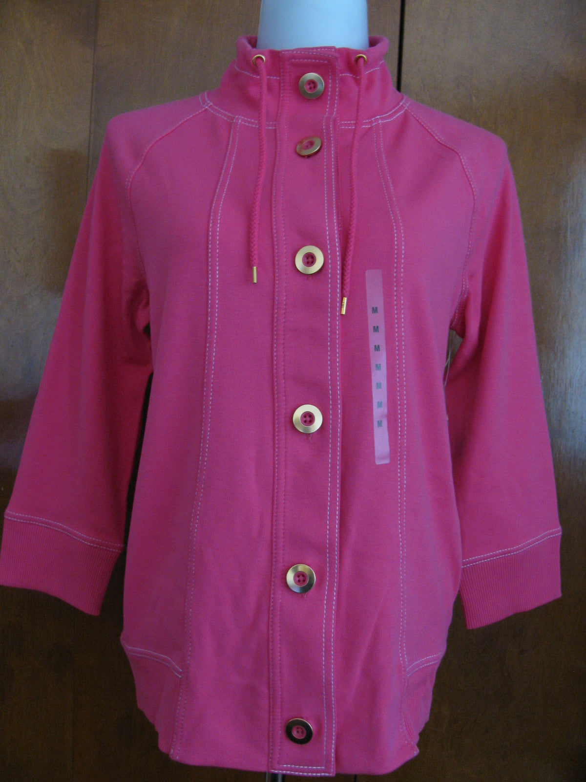 Jones New York Women's Pink Stretch Buttoned Pocketed Jacket Medium NWT
