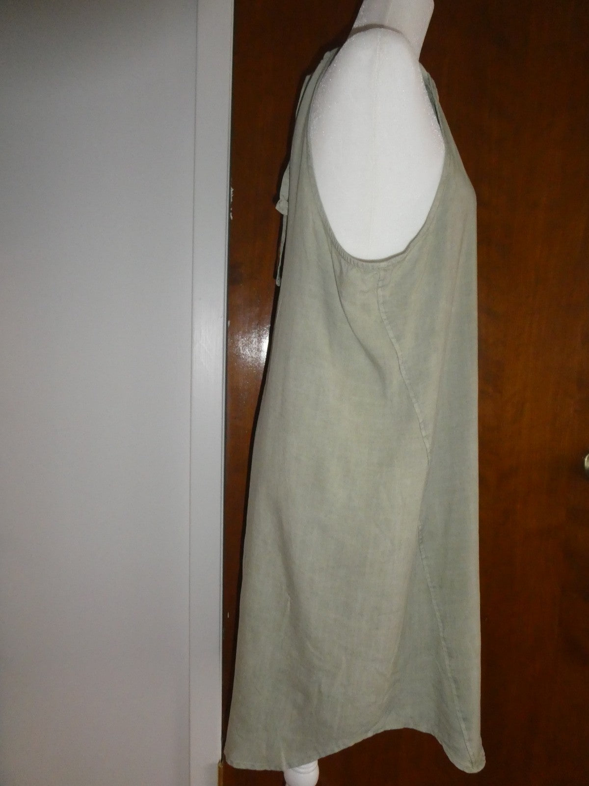 Anthropologie Cloth & Stone 100% Tencel Olive Green Midi Dress Summer Halter NWT
