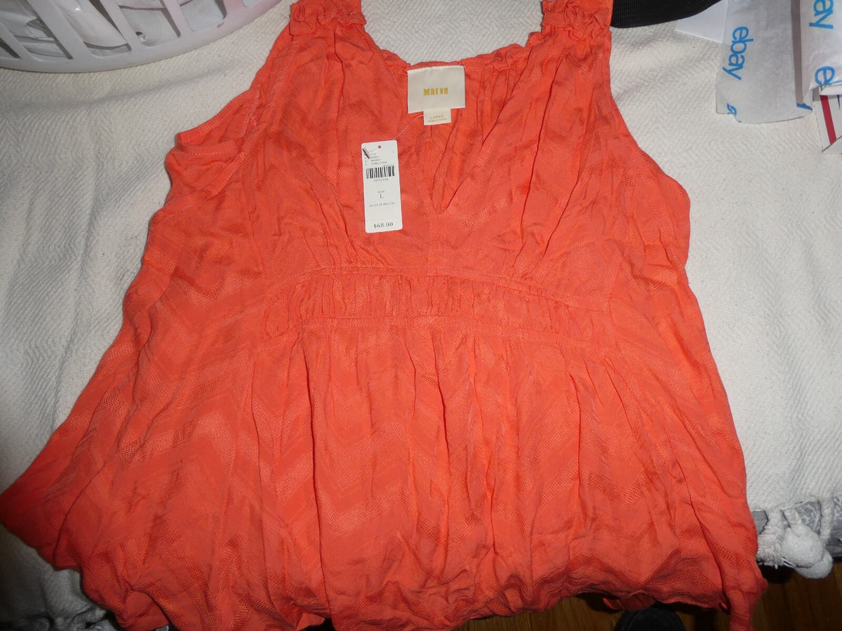 Anthropologie Maeve  Women's Coral Rayon Top 