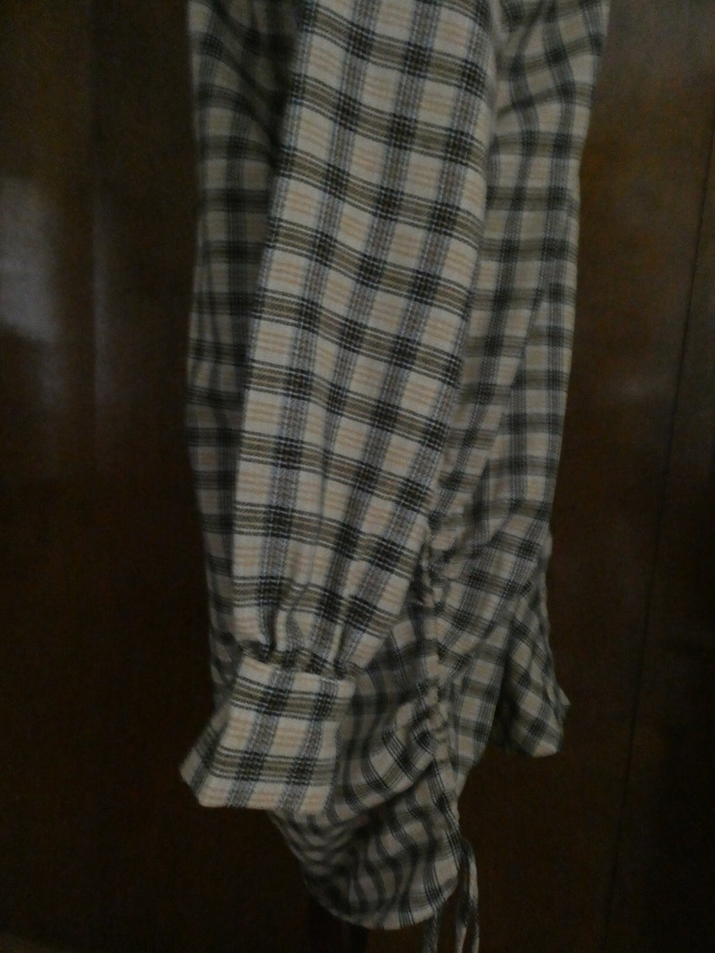 PRETTYLITTLETHING Shirt Dress Beige Check Oversized Detail Size 6