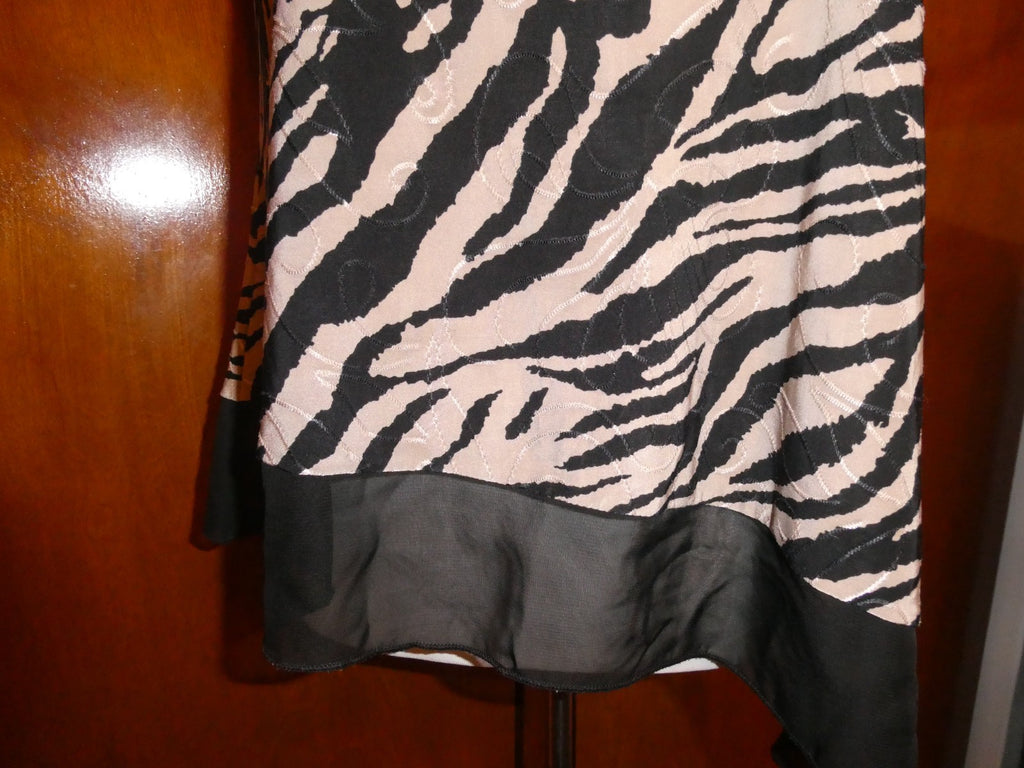 Roz & Ali Women’s MP Zebra Animal Print Sleeveless Layered Top Black Beige USA