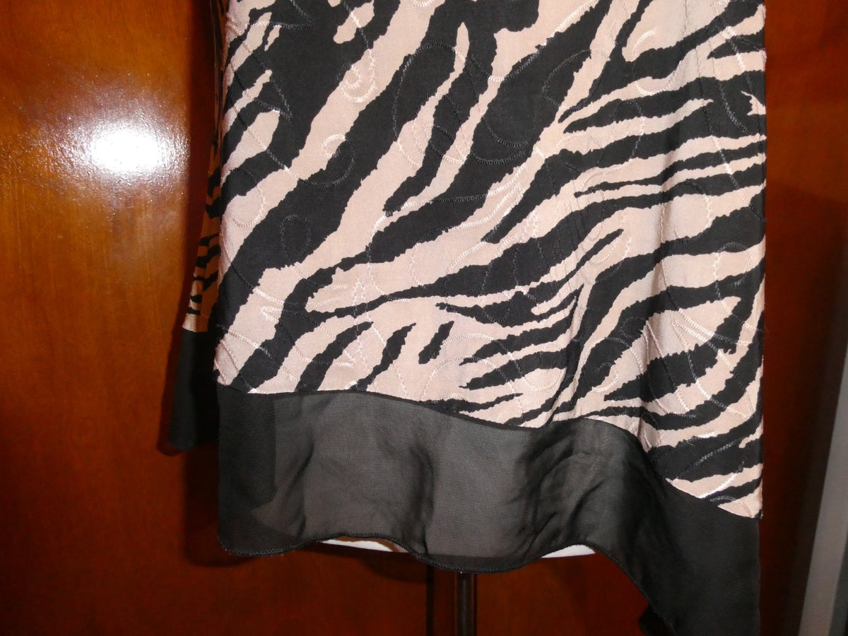 Roz & Ali Women’s MP Zebra Animal Print Sleeveless Layered Top Black Beige USA