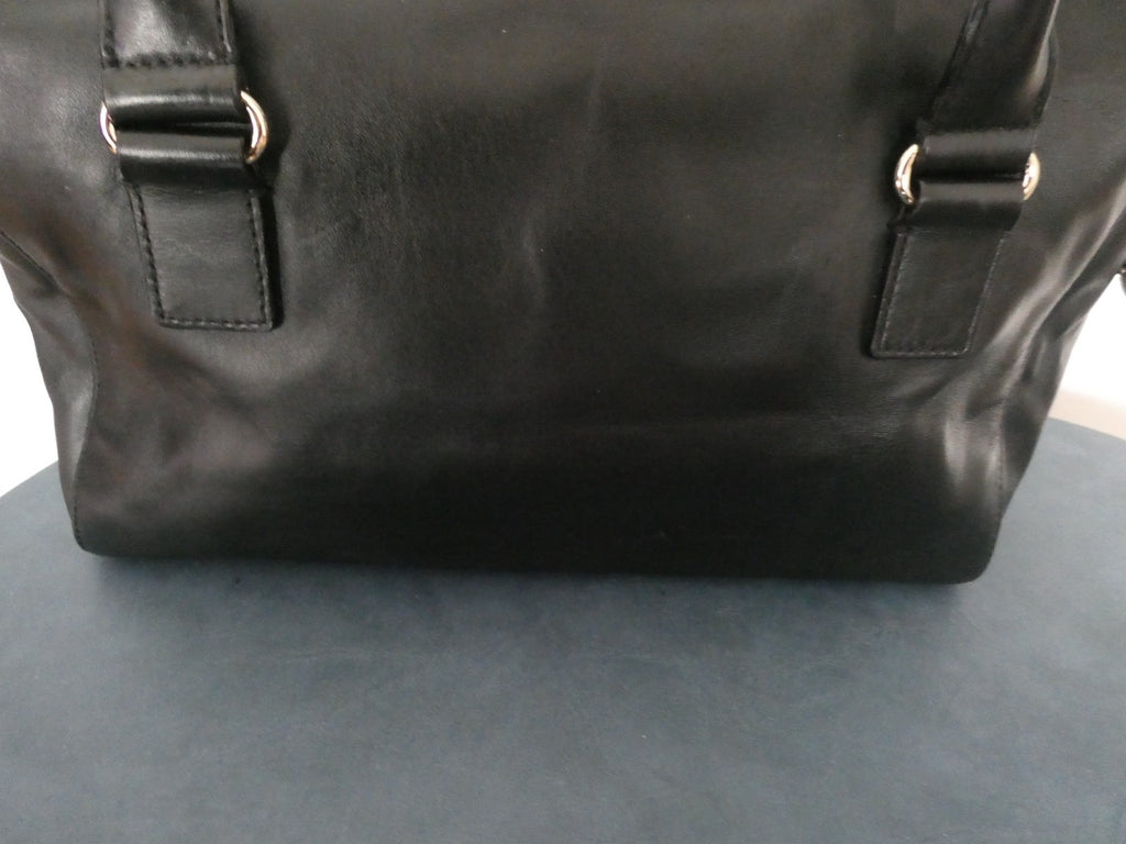 Kate Spade New York Black Leather Satchel Handbag Gold Tone Zip Shoulder Purse