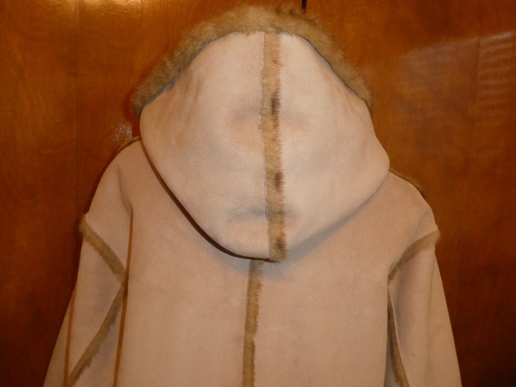 Jones New York Women’s Beige Faux Fur Reversible Hooded Winter Coat Size Large