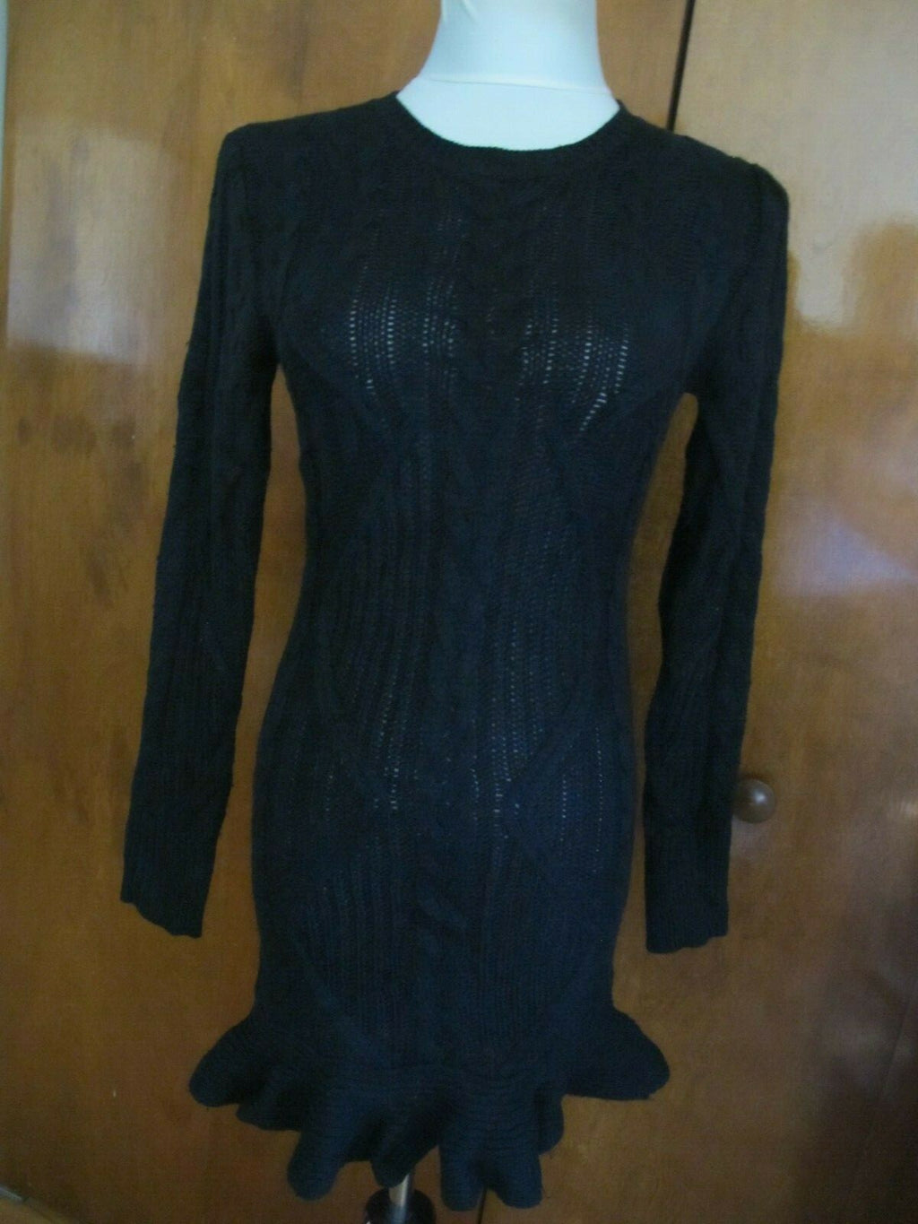 UNIF Women's Black Detailed Sweater Mini Dress Medium(fits Small)