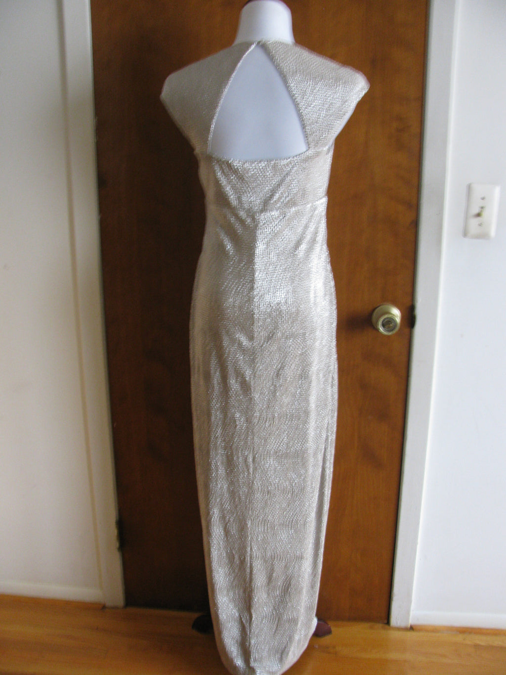 Lauren Ralph Lauren Women’s White Gold Evening Maxi Dress 