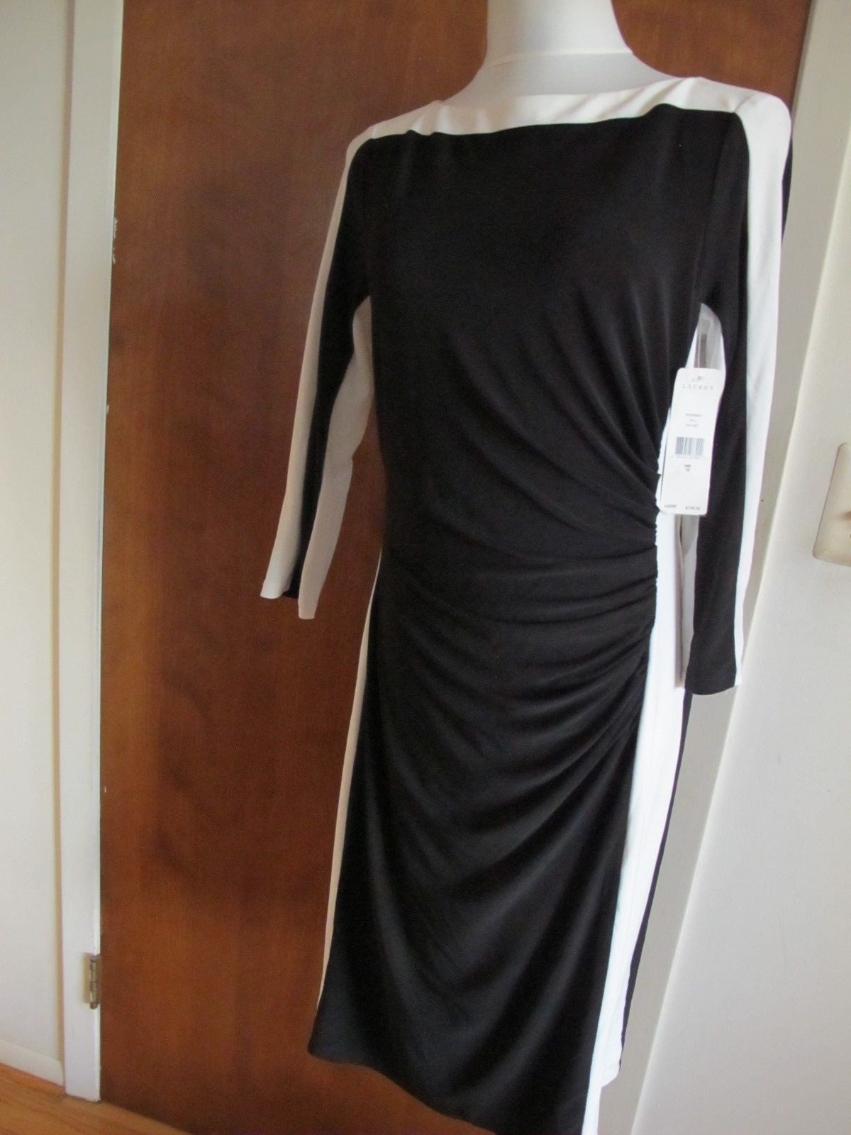 Ralph Lauren's women’s black white lined stylish NWT dress size 12