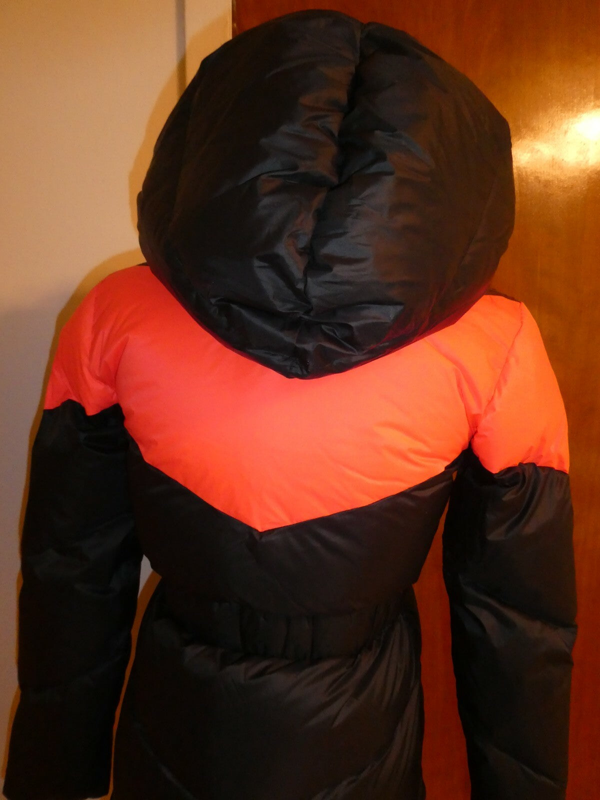 Armani Exchange Women's Black/Orange Reversible Winter Padded Jacket Coat XS